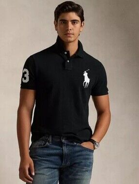 NWOT Polo by Ralph Lauren Slim Fit Black Polo with Large White Pony